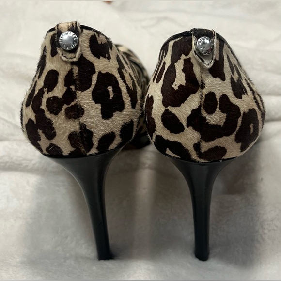 MICHAEL Michael Kors MK Flex Mid Pump Calf Hair Leopard Print Platform Size 11 - Picture 4 of 6